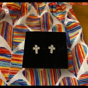 Brighton Cross Swarovski Crystals Post Ear…